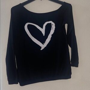 Magic Women's Black Sweatshirt with White Heart Design